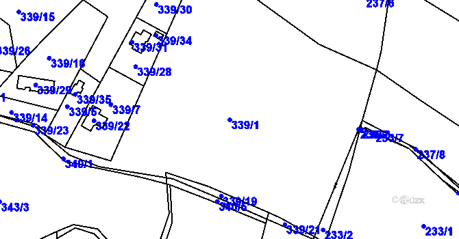 Parcela st. 339/1 v KÚ Žežice, Katastrální mapa
