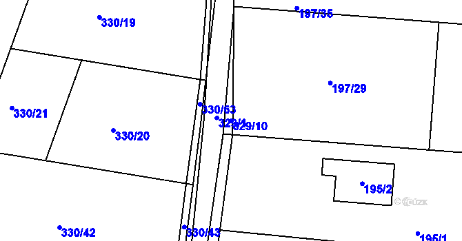 Parcela st. 329/10 v KÚ Žežice, Katastrální mapa