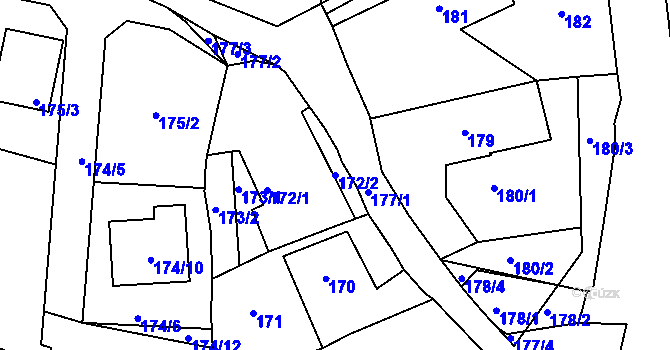 Parcela st. 172/2 v KÚ Žežice, Katastrální mapa