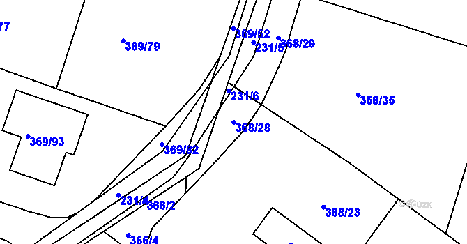 Parcela st. 368/28 v KÚ Žežice, Katastrální mapa