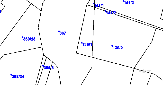 Parcela st. 139/1 v KÚ Žežice, Katastrální mapa