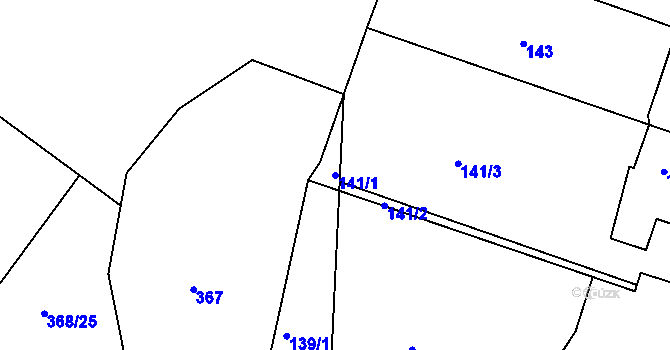 Parcela st. 141/1 v KÚ Žežice, Katastrální mapa