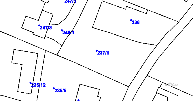 Parcela st. 237/1 v KÚ Žežice, Katastrální mapa