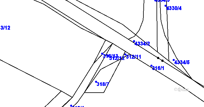 Parcela st. 313/13 v KÚ Žežice, Katastrální mapa