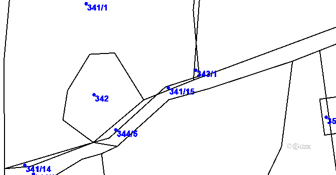 Parcela st. 341/15 v KÚ Žežice, Katastrální mapa