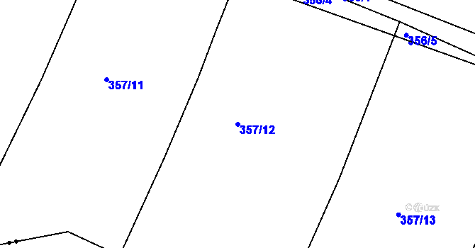 Parcela st. 357/12 v KÚ Žežice, Katastrální mapa