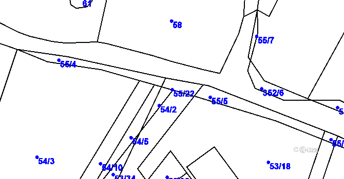 Parcela st. 55/22 v KÚ Žežice, Katastrální mapa