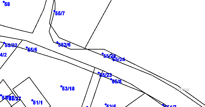 Parcela st. 55/25 v KÚ Žežice, Katastrální mapa