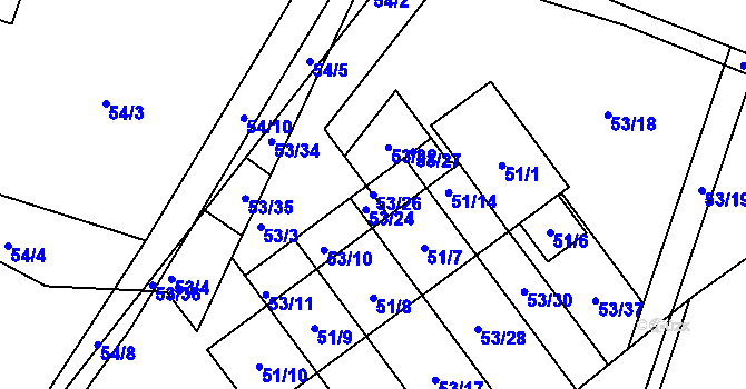 Parcela st. 53/26 v KÚ Žežice, Katastrální mapa