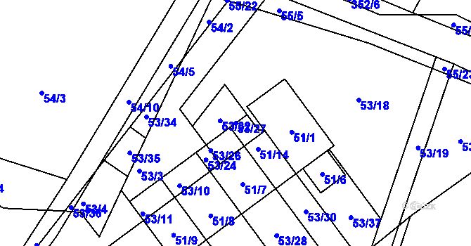 Parcela st. 53/27 v KÚ Žežice, Katastrální mapa