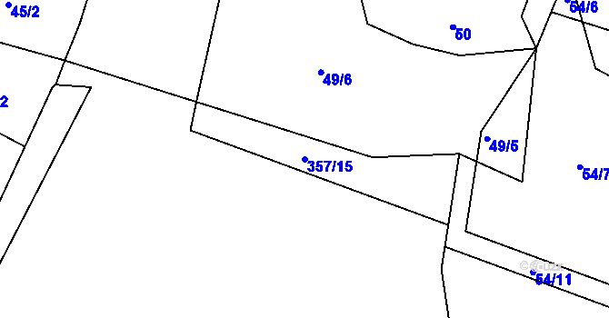 Parcela st. 357/15 v KÚ Žežice, Katastrální mapa