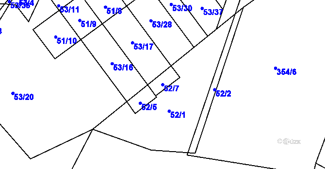 Parcela st. 52/7 v KÚ Žežice, Katastrální mapa