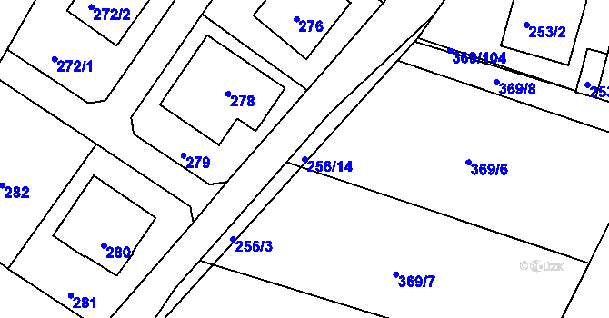 Parcela st. 256/14 v KÚ Žežice, Katastrální mapa