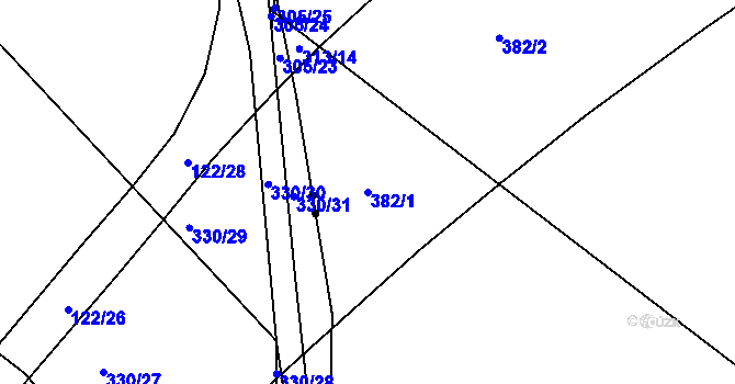 Parcela st. 382/1 v KÚ Žežice, Katastrální mapa