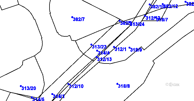 Parcela st. 314/4 v KÚ Žežice, Katastrální mapa