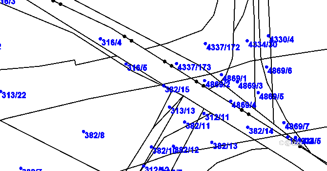 Parcela st. 382/15 v KÚ Žežice, Katastrální mapa