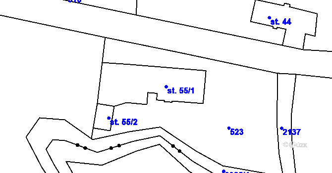 Parcela st. 55/1 v KÚ Žibřidice, Katastrální mapa