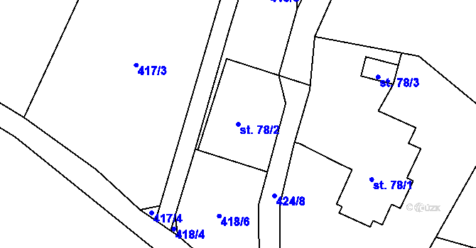 Parcela st. 78/2 v KÚ Žibřidice, Katastrální mapa