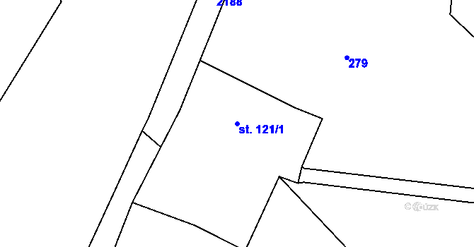 Parcela st. 121/1 v KÚ Žibřidice, Katastrální mapa