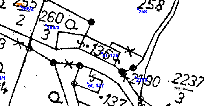 Parcela st. 136 v KÚ Žibřidice, Katastrální mapa