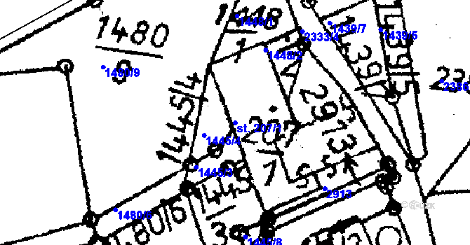 Parcela st. 207/1 v KÚ Žibřidice, Katastrální mapa