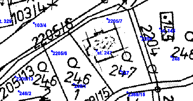 Parcela st. 247 v KÚ Žibřidice, Katastrální mapa