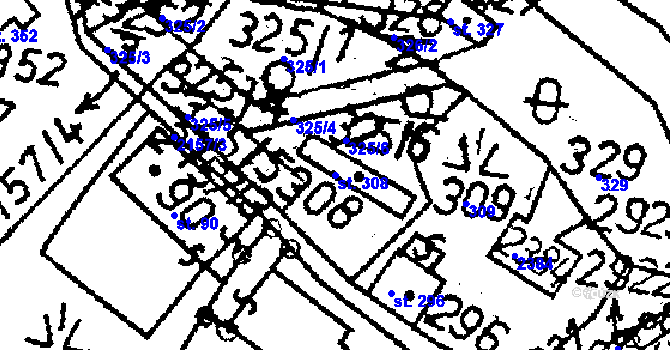 Parcela st. 308 v KÚ Žibřidice, Katastrální mapa