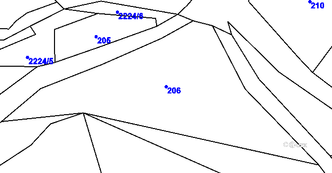 Parcela st. 206 v KÚ Žibřidice, Katastrální mapa