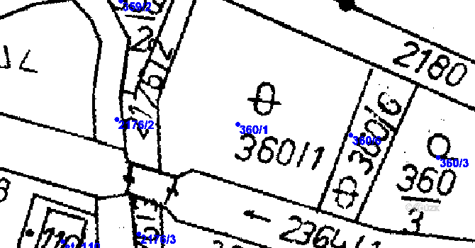 Parcela st. 360/1 v KÚ Žibřidice, Katastrální mapa