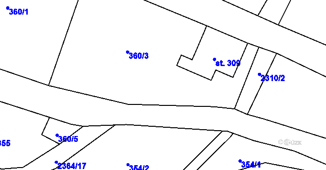 Parcela st. 360/2 v KÚ Žibřidice, Katastrální mapa