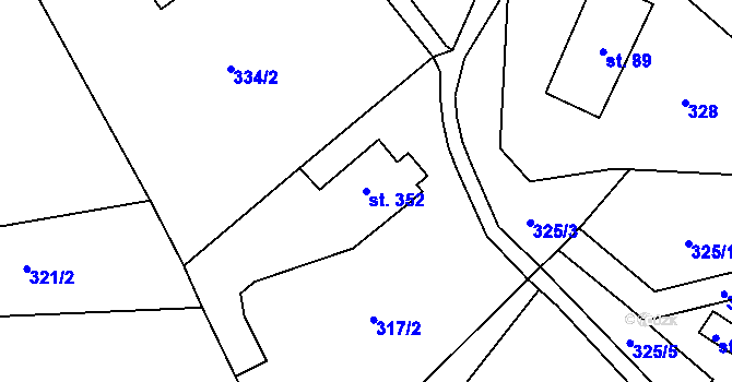 Parcela st. 352 v KÚ Žibřidice, Katastrální mapa