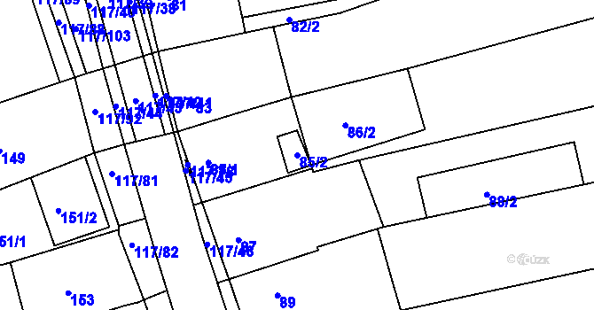 Parcela st. 85/2 v KÚ Židlochovice, Katastrální mapa