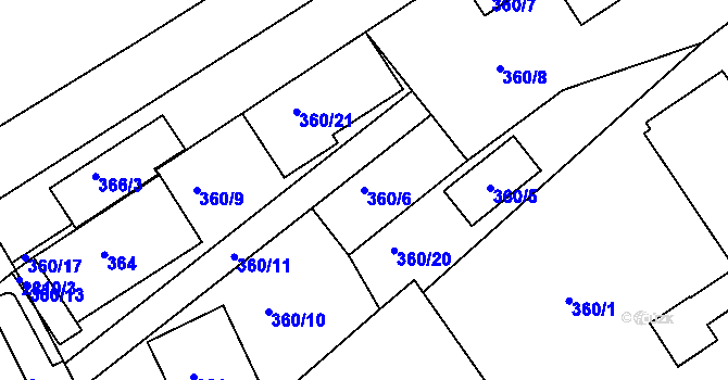 Parcela st. 360/6 v KÚ Židlochovice, Katastrální mapa
