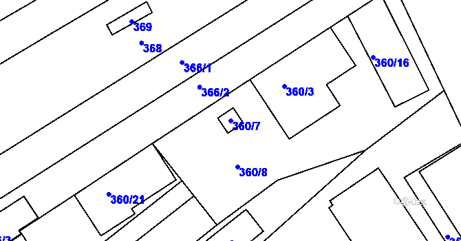 Parcela st. 360/7 v KÚ Židlochovice, Katastrální mapa