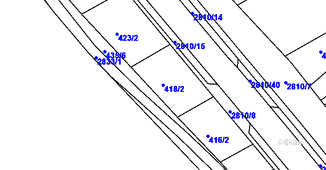 Parcela st. 418/2 v KÚ Židlochovice, Katastrální mapa