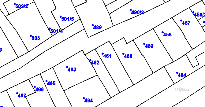 Parcela st. 461 v KÚ Židlochovice, Katastrální mapa
