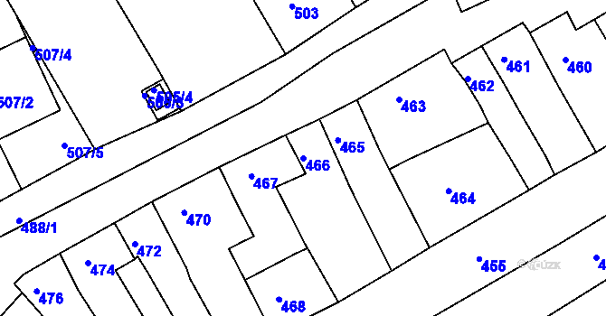 Parcela st. 466 v KÚ Židlochovice, Katastrální mapa