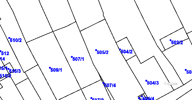 Parcela st. 505/2 v KÚ Židlochovice, Katastrální mapa