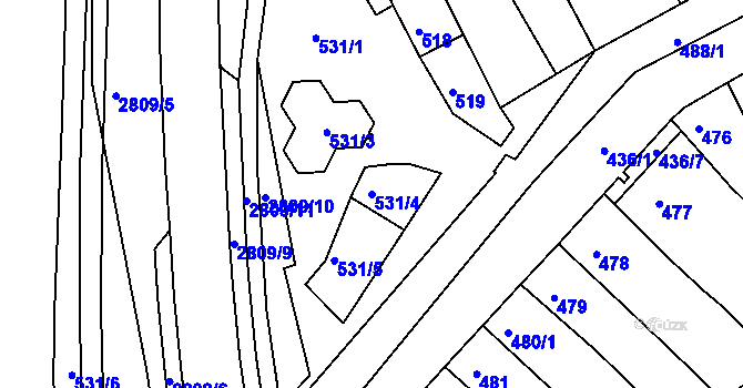 Parcela st. 531/4 v KÚ Židlochovice, Katastrální mapa