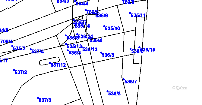 Parcela st. 536/5 v KÚ Židlochovice, Katastrální mapa