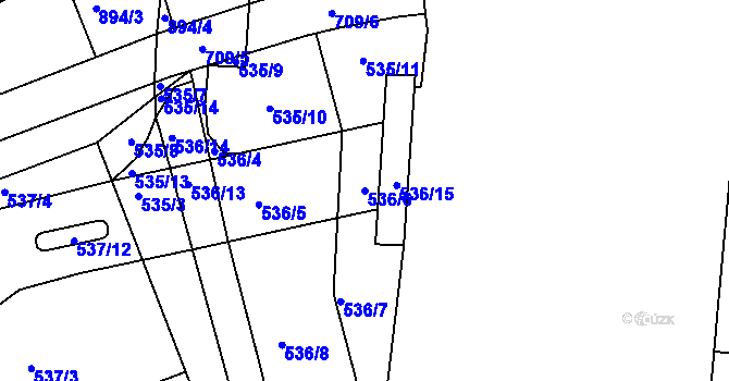 Parcela st. 536/6 v KÚ Židlochovice, Katastrální mapa