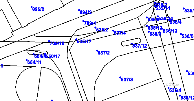 Parcela st. 537/2 v KÚ Židlochovice, Katastrální mapa