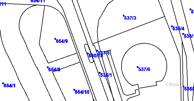 Parcela st. 537/5 v KÚ Židlochovice, Katastrální mapa