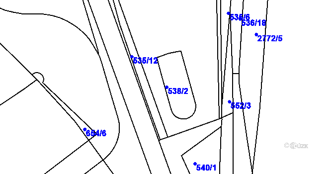Parcela st. 538/2 v KÚ Židlochovice, Katastrální mapa