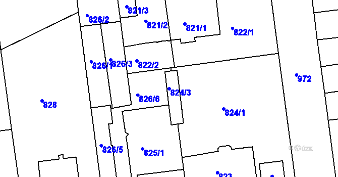 Parcela st. 824/3 v KÚ Židlochovice, Katastrální mapa