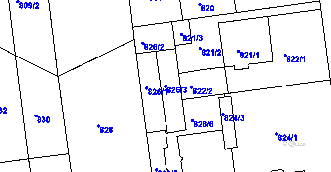 Parcela st. 826/3 v KÚ Židlochovice, Katastrální mapa