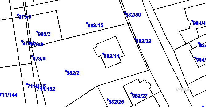 Parcela st. 982/14 v KÚ Židlochovice, Katastrální mapa