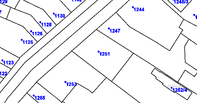 Parcela st. 1251 v KÚ Židlochovice, Katastrální mapa