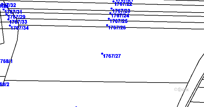 Parcela st. 1767/27 v KÚ Židlochovice, Katastrální mapa