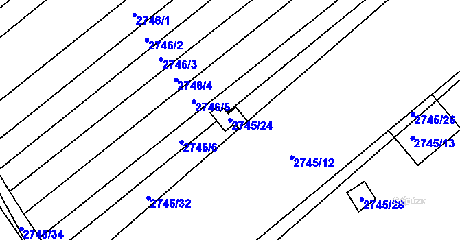 Parcela st. 2745/24 v KÚ Židlochovice, Katastrální mapa